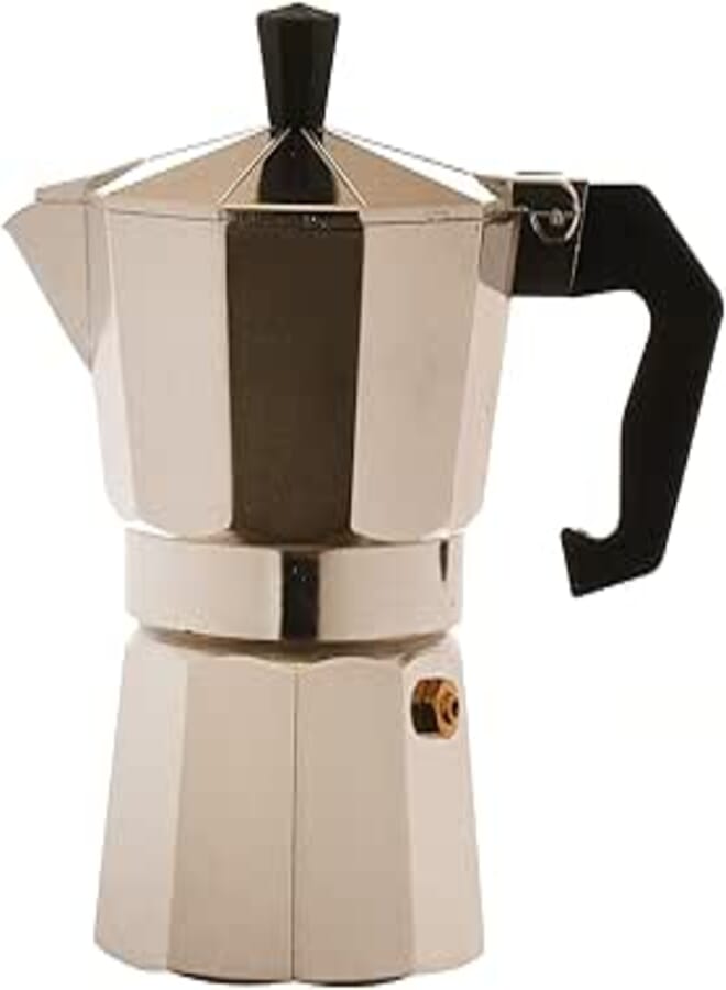 Spaceshoop Caffettiera Moka Espresso Maker Make 3 Cups, Silver Black