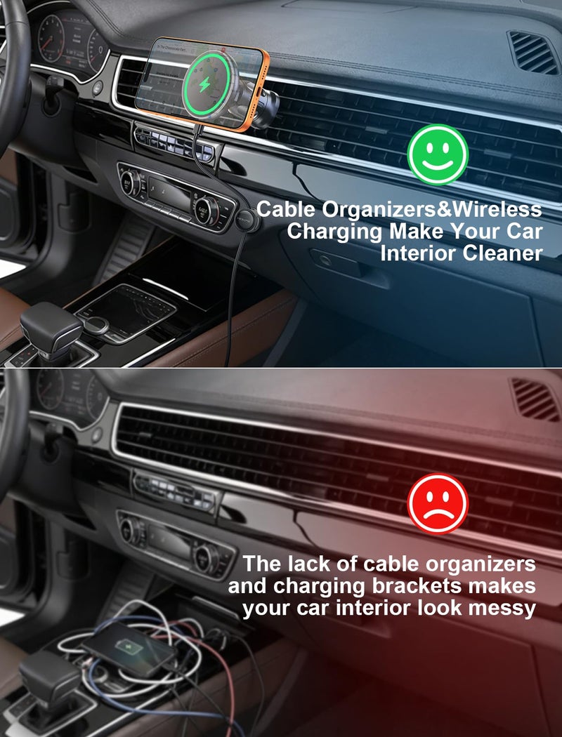 MOKPR for iPhone Magsafe Car Mount Charger, Wireless Car Charger Magnetic Car Phone Holder for Dash Air Vent-LED HandsFree Car Mount Fast Car Charger for iPhone 17/16/15/14/13/12 Series - Image 5