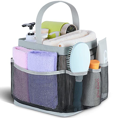 EUDELE Mesh Shower Caddy Portable for College Dorm Room Essentials with 8-Pocket Large Capacity for Beach,Swimming,Gym-Grey - Image 1