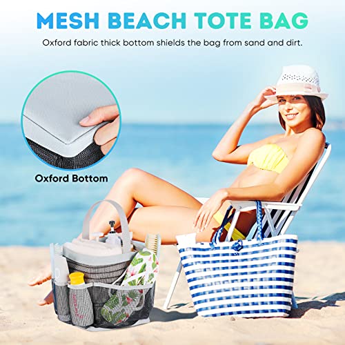 EUDELE Mesh Shower Caddy Portable for College Dorm Room Essentials with 8-Pocket Large Capacity for Beach,Swimming,Gym-Grey - Image 5