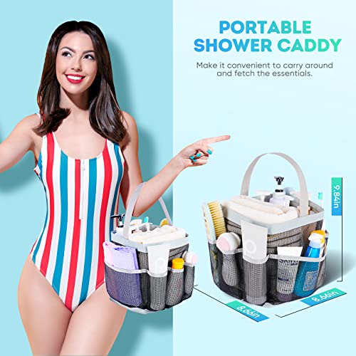 EUDELE Mesh Shower Caddy Portable for College Dorm Room Essentials with 8-Pocket Large Capacity for Beach,Swimming,Gym-Grey - Image 4