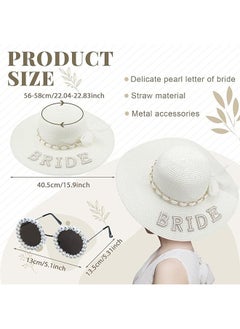 Bukela Bride Tote Bag, Sun Hat Glasses Set, Jute Burlap Tote Bags with Handles Bride Sun Hat, Bride to Be Sunglasses, for Honeymoon Engagement, 3 Pcs  - Image 3