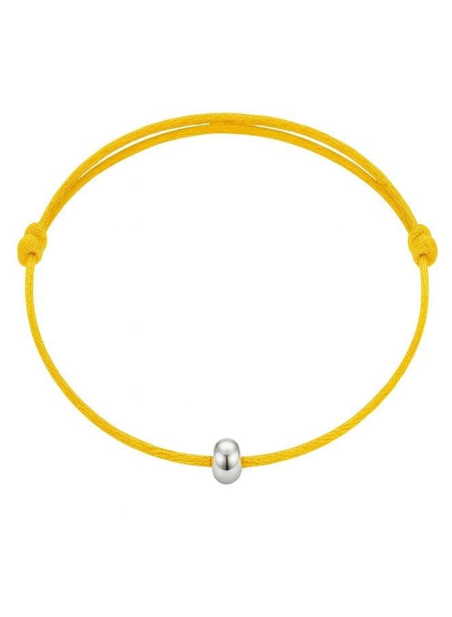 DARSHRAJ Sterling Silver Handmade Anklet | Yellow Thread Najariya | Chandi ke Payal | Silver Ball Najariya | Adjustable Thread Anklet for Women|Girls - Image 1