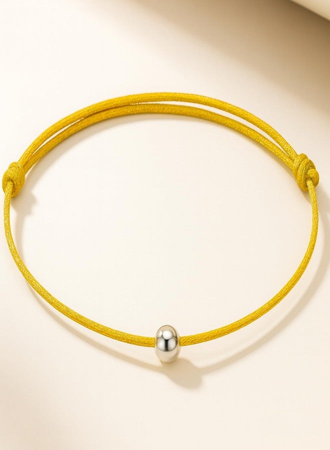 DARSHRAJ Sterling Silver Handmade Anklet | Yellow Thread Najariya | Chandi ke Payal | Silver Ball Najariya | Adjustable Thread Anklet for Women|Girls - Image 5