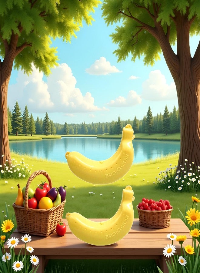 Bwexxt 2Pcs Banana Case, Cute Banana Protector Storage Box, Portable Banana Holder for Lunch Boxes, BPA-Free Fruit Container for Outdoor Travel Yellow - Image 2