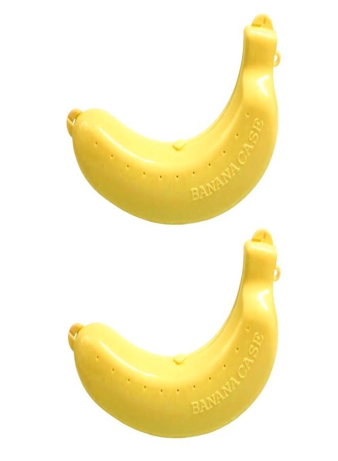 Bwexxt 2Pcs Banana Case, Cute Banana Protector Storage Box, Portable Banana Holder for Lunch Boxes, BPA-Free Fruit Container for Outdoor Travel Yellow - Image 1