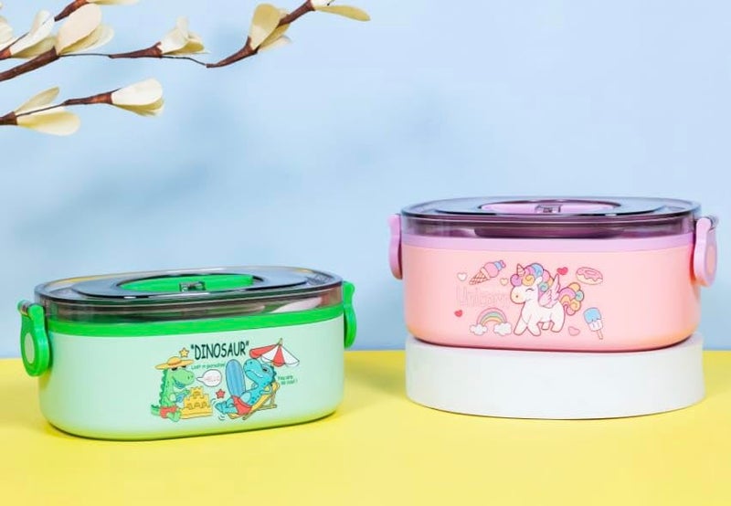 Kitchen Bloom Unicorn Lunch Box for School Kids with Spoon, Compartments, Tiffin Container for Dry Foods - Image 3