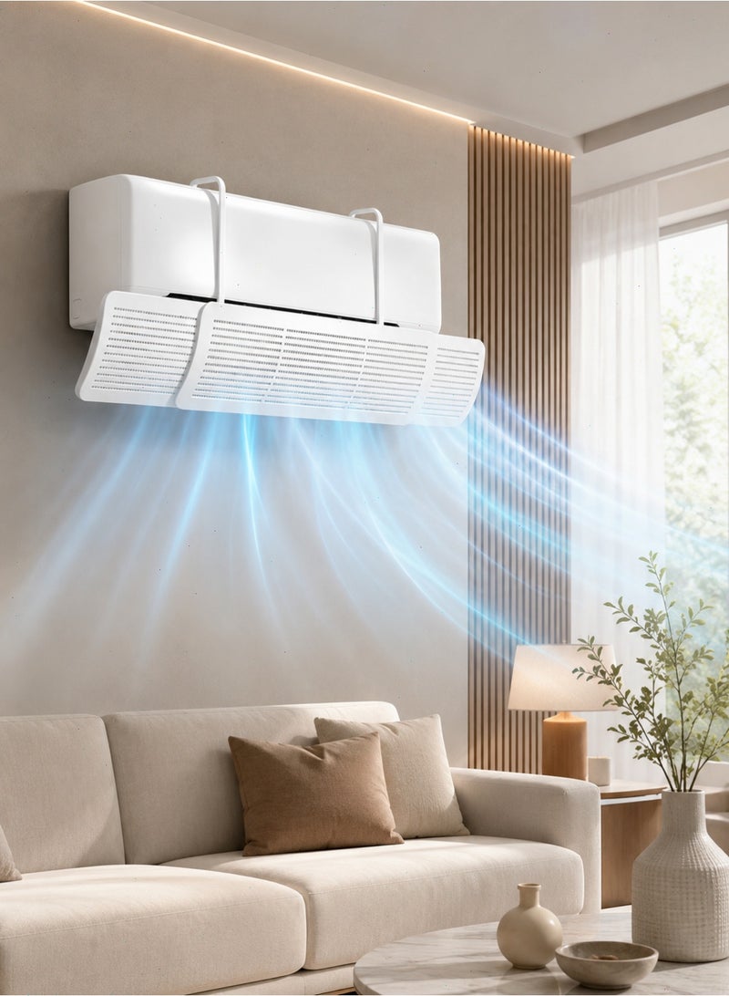 Pomefar Retractable Air Conditioner Deflector, Ac Deflector Wind Shield, Preventing Blowing Directly Split Ac Adjustable Flow Deflector for Home & Office(White) - Image 1