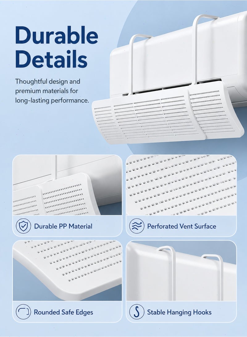Pomefar Retractable Air Conditioner Deflector, Ac Deflector Wind Shield, Preventing Blowing Directly Split Ac Adjustable Flow Deflector for Home & Office(White) - Image 4