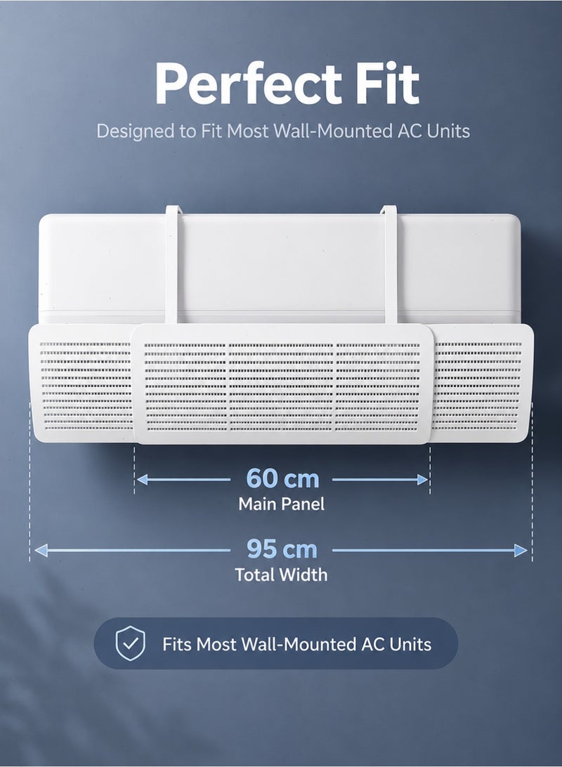 Pomefar Retractable Air Conditioner Deflector, Ac Deflector Wind Shield, Preventing Blowing Directly Split Ac Adjustable Flow Deflector for Home & Office(White) - Image 2