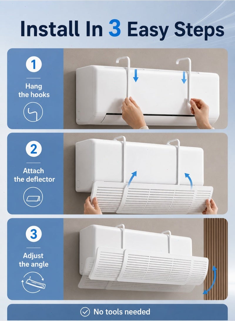 Pomefar Retractable Air Conditioner Deflector, Ac Deflector Wind Shield, Preventing Blowing Directly Split Ac Adjustable Flow Deflector for Home & Office(White) - Image 5