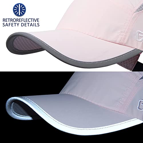 GADIEMKENSD Womens Hats Baseball Cap UPF 50+ Sun Quick Dry Lightweight Breathable Trucker Hat Outdoor Hiking Fishing Run Golf Sports A Dad Mesh Hats Reflective Running Hat Ponytail for Women Pink - Image 5