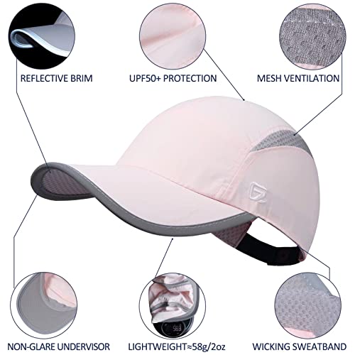 GADIEMKENSD Womens Hats Baseball Cap UPF 50+ Sun Quick Dry Lightweight Breathable Trucker Hat Outdoor Hiking Fishing Run Golf Sports A Dad Mesh Hats Reflective Running Hat Ponytail for Women Pink - Image 2