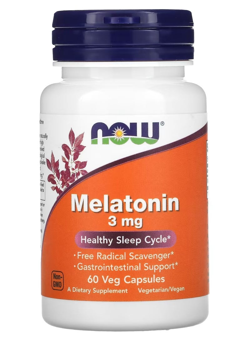 now Melatonin, 3 mg, 60 Veg Capsules - Image 1