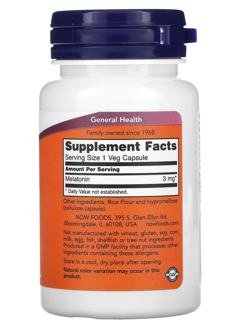 now Melatonin, 3 mg, 60 Veg Capsules - Image 2