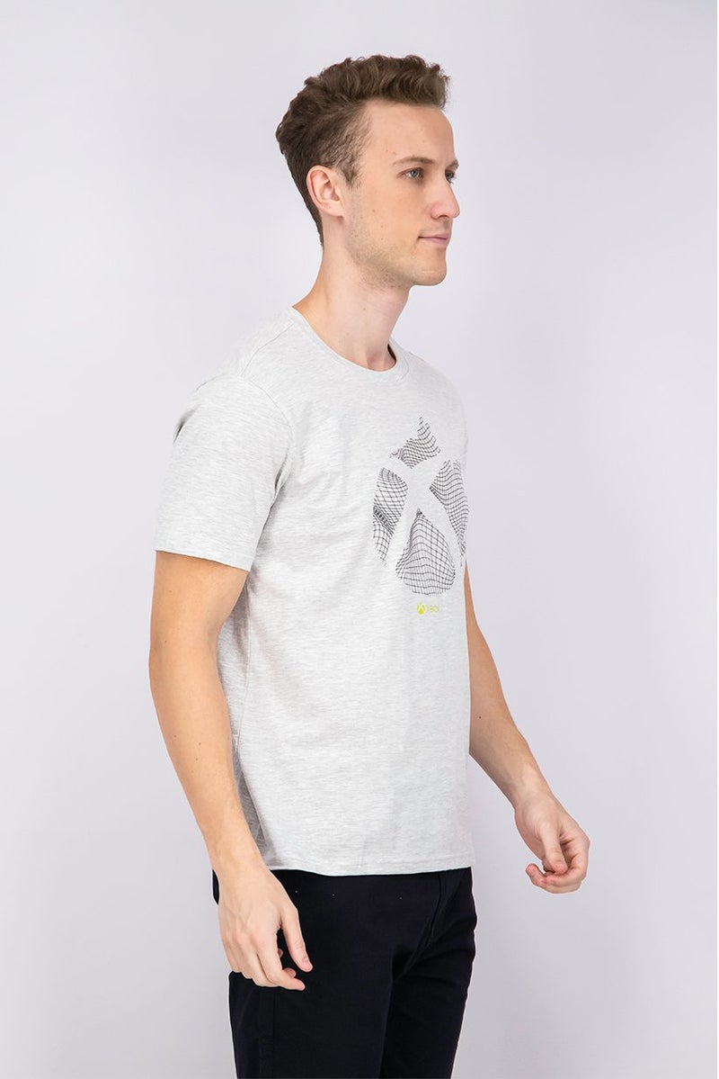 DIFUZED تي شيرت رجالي بأكمام قصيرة وياقة دائرية بطباعة جرافيك، رمادي - Image 4