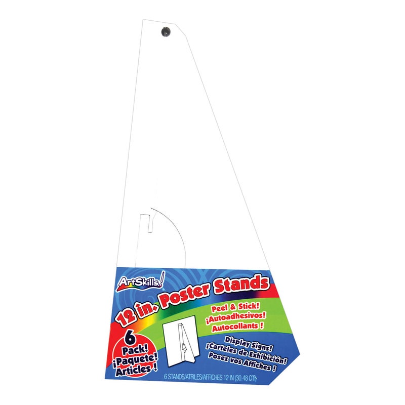 ArtSkills PA-1260 12" White Easel Back Poster Stands, Convenient Peel and Stick, 6-Pack, 12 Inch - Image 1