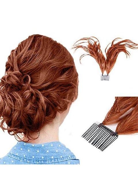 Bendable Wires Foxtail Comb Updo For Women Messy Bun Ponytail With Clipon Claw Attachment (Reddishbrown)