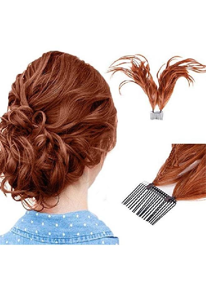 Bendable Wires Foxtail Comb Updo For Women Messy Bun Ponytail With Clipon Claw Attachment (Reddishbrown)