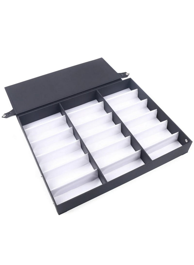 18 Grid Sunglasses Storage Box Organizer Glasses Display Case Stand Holder Eyeglasses Box Sunglasses Case with Foldable Lid for Protective Eyewear Organizer Travel Storage Solution  - Image 2