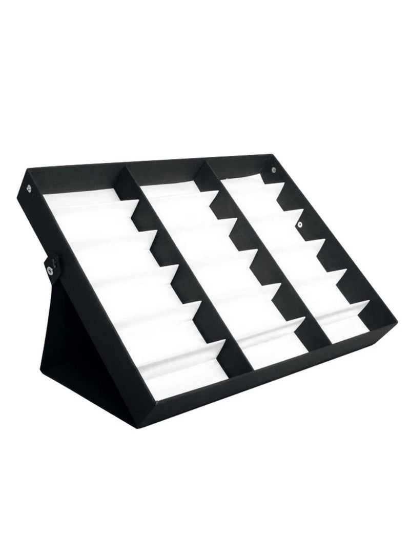 18 Grid Sunglasses Storage Box Organizer Glasses Display Case Stand Holder Eyeglasses Box Sunglasses Case with Foldable Lid for Protective Eyewear Organizer Travel Storage Solution  - Image 4