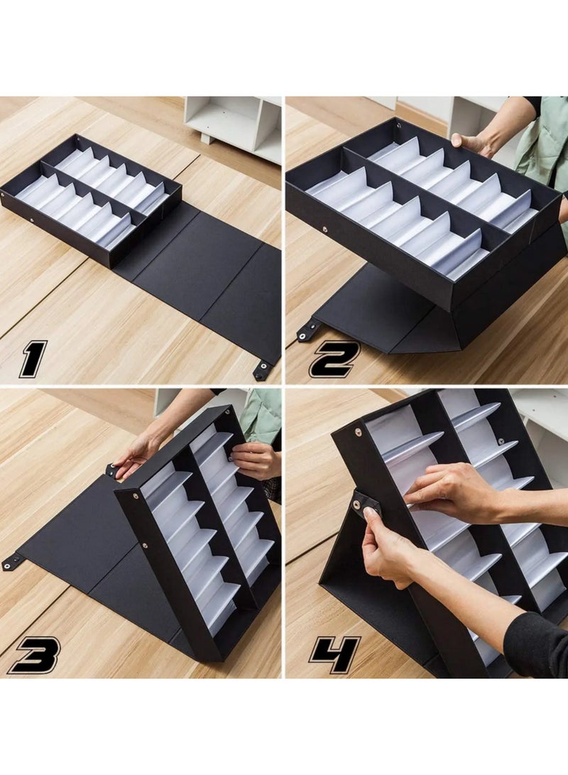 18 Grid Sunglasses Storage Box Organizer Glasses Display Case Stand Holder Eyeglasses Box Sunglasses Case with Foldable Lid for Protective Eyewear Organizer Travel Storage Solution  - Image 5