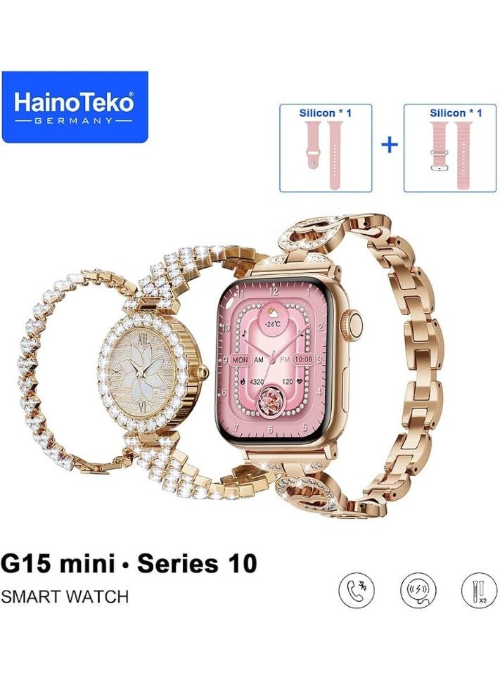 Haino Teko Haino Teko G15 Women's Mini AMOLED HD Watch with 2.2-inch display. Connectivity: Supports making and receiving calls and app notifications. Compatibility: Works with Android and iOS operating systems - Image 1