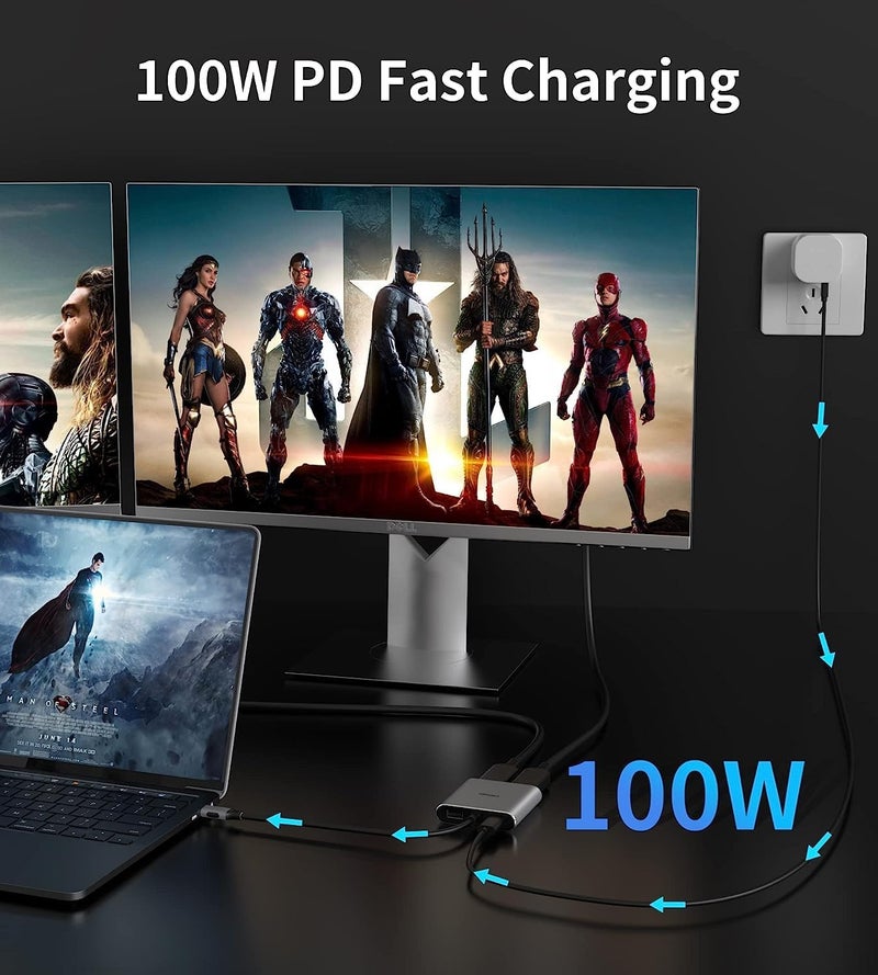atdaraz USB C to Dual HDMI Adapter, 4 in 1 USB Type C Hub with 2 HDMI/USB3.0 /PD Charging, Dual Screen Display USB-C Docking Station for Windows, MacOS - Image 5