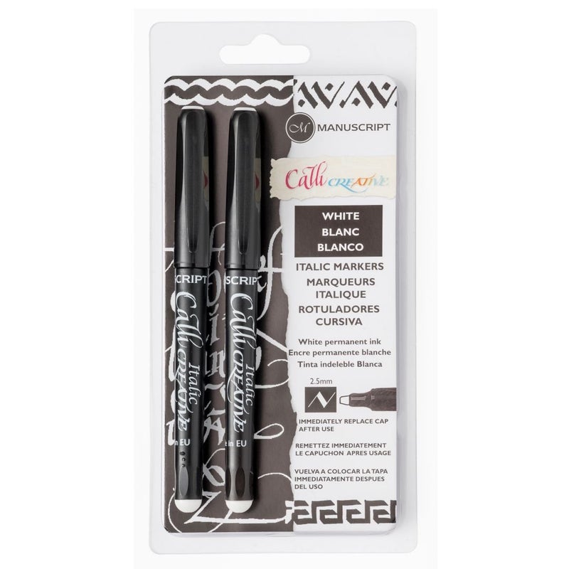 Manuscript Callicreative White Italic Markers - Pack of 2 - Medium - 2.5 mm - Image 1