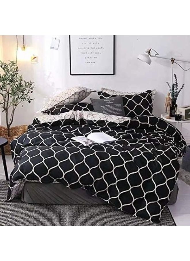AL RAID - Cozy & Durable King Size Bedding Set - 250 Microfibre Pure Cotton Bed Sheet Set - 1 Duvet Cover 220x240 cm with 1 Fitted Sheet 200x200+25 cm & 4 Soft Pillowcases 50x75 cm - Image 1