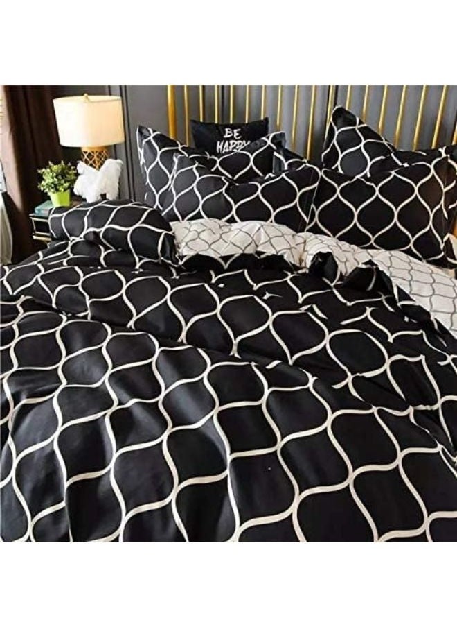 AL RAID - Cozy & Durable King Size Bedding Set - 250 Microfibre Pure Cotton Bed Sheet Set - 1 Duvet Cover 220x240 cm with 1 Fitted Sheet 200x200+25 cm & 4 Soft Pillowcases 50x75 cm - Image 1