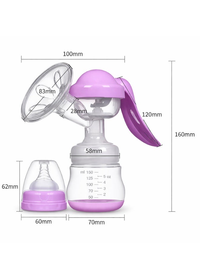 Manual Breast Pump BPA Free – Strong Suction Breastfeeding Pump with Soft Silicone Cushion, Portable Hand Pump for Nursing Mothers, Comfortable Natural Suction, Easy to Carry, Lavender - Image 3