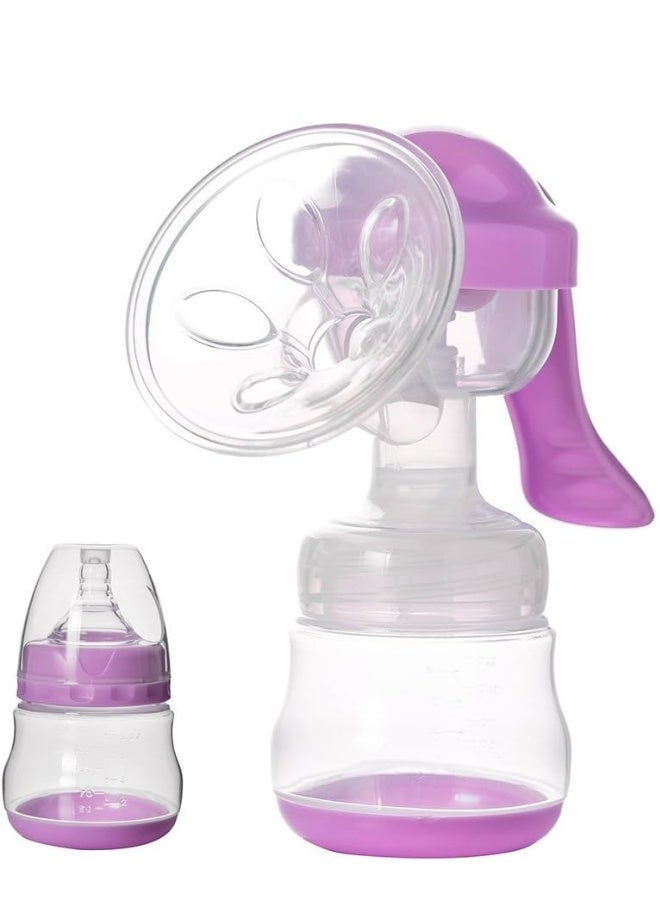 Manual Breast Pump BPA Free – Strong Suction Breastfeeding Pump with Soft Silicone Cushion, Portable Hand Pump for Nursing Mothers, Comfortable Natural Suction, Easy to Carry, Lavender - Image 1