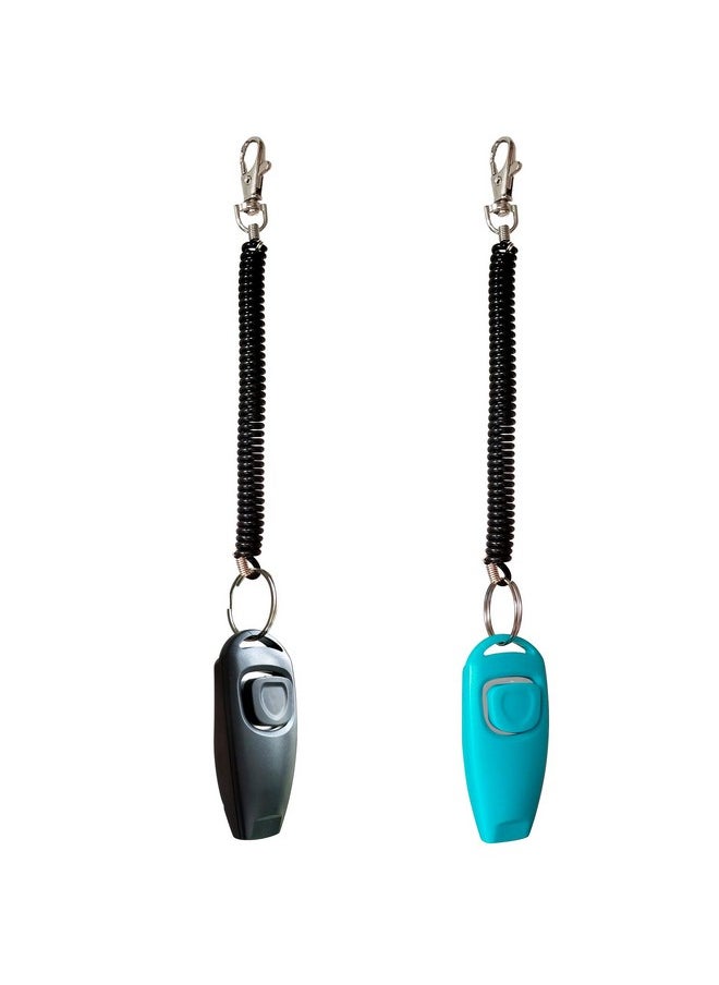 HoAoOo - Pet Training Clicker Whistle With Wrist Strap - Dog Training Clickers (Black + Blue) - Image 1