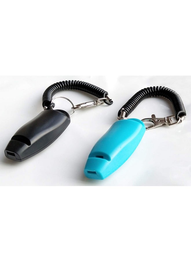 HoAoOo - Pet Training Clicker Whistle With Wrist Strap - Dog Training Clickers (Black + Blue) - Image 1