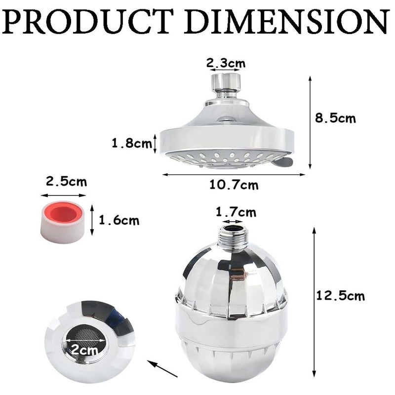 ZOTIMO 5Spray Multifunction Overhead Shower Water Softener for Bath Shower Tap Filter Purifier Head 15 Stage Activated Carbon Reduces Chlorine Fluoride Hardwater to Softwater Ideal for Bathroom Use - Image 2