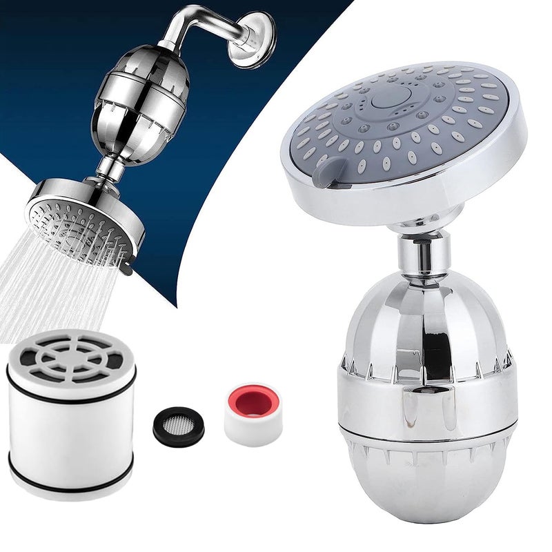 ZOTIMO 5Spray Multifunction Overhead Shower Water Softener for Bath Shower Tap Filter Purifier Head 15 Stage Activated Carbon Reduces Chlorine Fluoride Hardwater to Softwater Ideal for Bathroom Use - Image 1