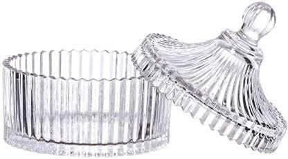 Candy Box Candy Dishes with Lids Crystal Weave Candy Box Crystal Glass Covered Sugar Bowl Cookie JarSmallClear Glass Candy Bowl Clear White Pack of 1  - Image 4