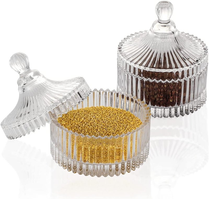 Candy Box Candy Dishes with Lids Crystal Weave Candy Box Crystal Glass Covered Sugar Bowl Cookie JarSmallClear Glass Candy Bowl Clear White Pack of 1  - Image 2