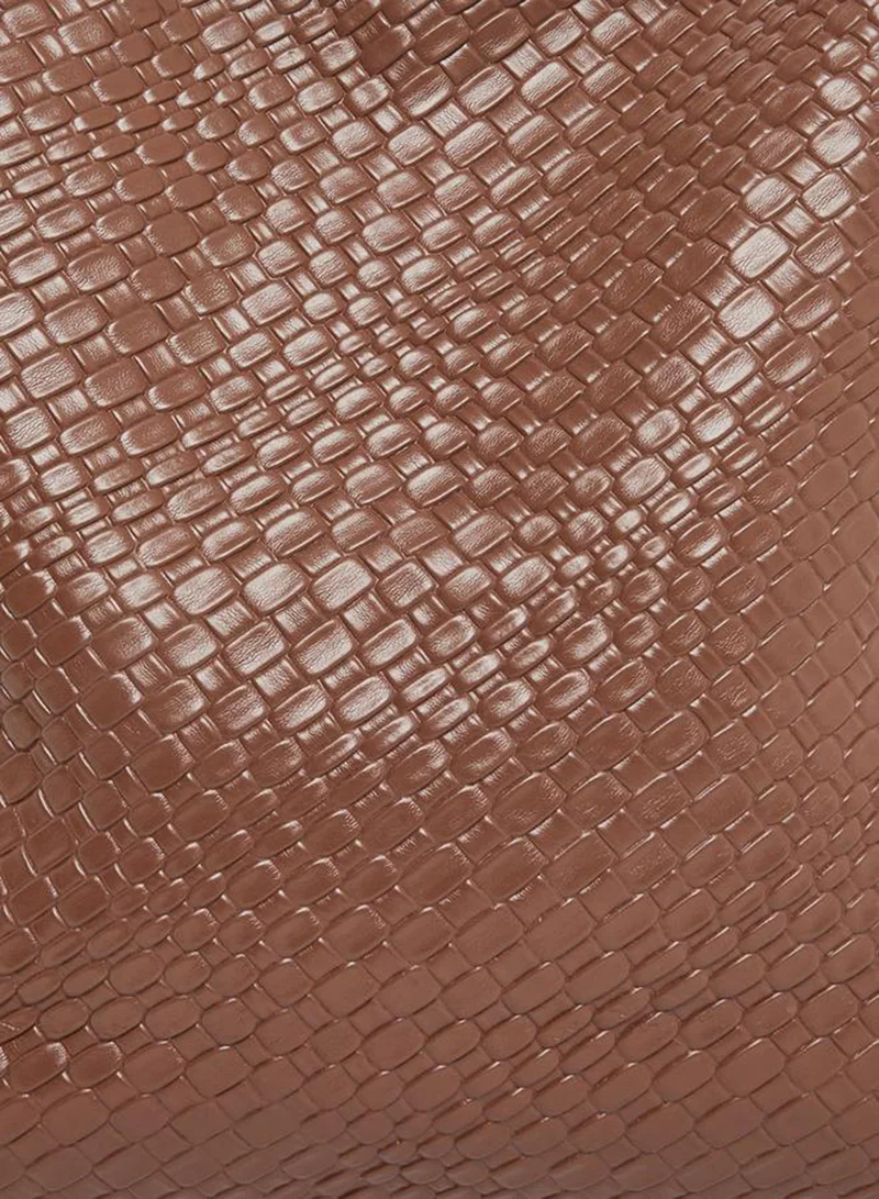 Styli Brown Styli Textured Shoulder Bag with Snap Closure for Women | Best Price UAE