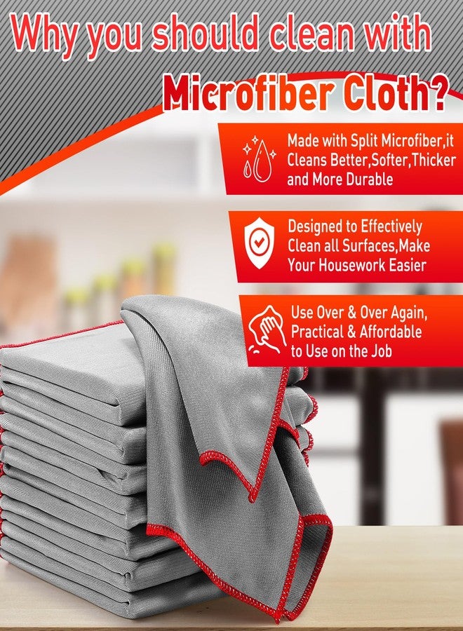 Maxcheck 24 Pack Microfiber Glass Cleaning Cloths 16 x 16 Inch Bulk Glass Polishing Cloths Reusable Microfiber Towels for Car Detailing, Cleaning Business, Kitchen Home Dusting(Grey) - Image 5