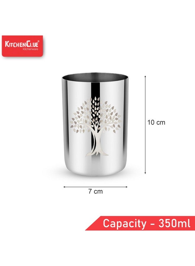 KITCHEN CLUE Heavy Guage Stainless Steel Tree Printed Designer Tumbler Set of 6 Pcs - Drinking Water Juice Glass for Home Kitchen I Glossy Finish I Compact Size I Stackable I Eay to Store - Image 3