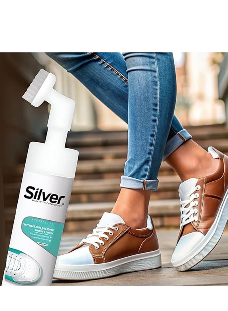 Silver Shoes Foam Cleaner, Sneaker Cleaning Spray Sneaker Whitening, Spot Cleaning, Whitening and Yellowing Shoe Edges 150ml - Image 4