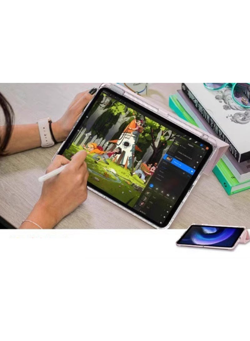 ل سامسونج غالاكسي تاب A9 غطاء الحالة, ثلاثي طي تصميم على شكل Y, زاوية متعددة, الجلد غطاء اللوح مع فتحة القلم, تلقائي الاستيقاظ / النوم, الوردي - Image 4