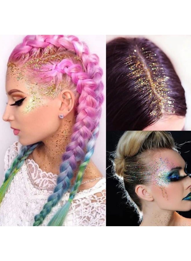 Go Ho Gold Face Body Glitter,Mardi Gras Glitter Makeup Gold Face Paint,Holographic Chunky Sequins Glitters for Eye Lip Hair Nails,Festival Rave Accessories,52g - Image 4