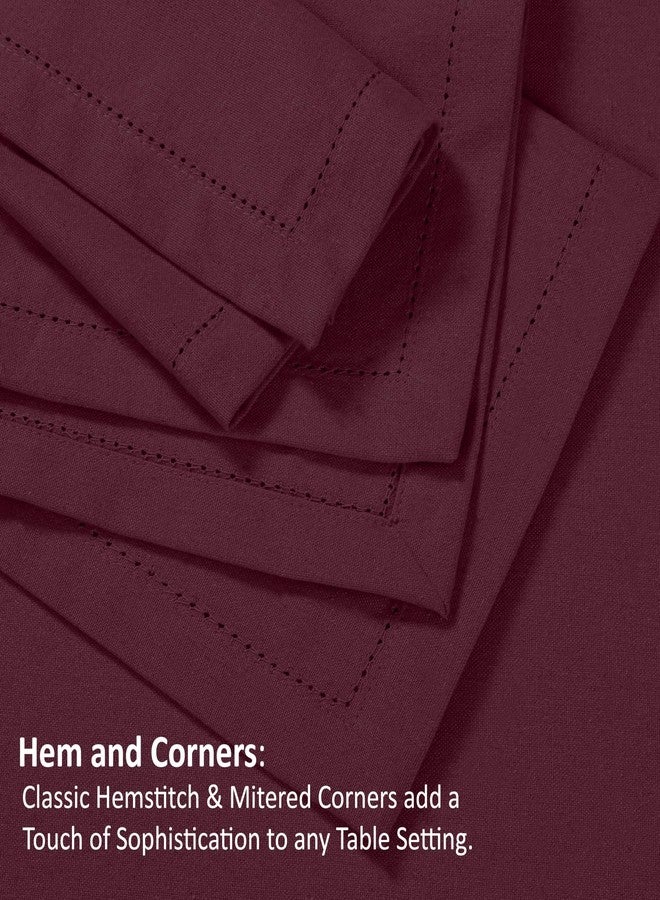 Ruvanti Premium Linen Napkins Set of 4-20x20 Inch, Classic Hemstitch, Mitered Corner Cloth Napkins - Soft, Elegant Dinner Napkins Cloth Washable for Weddings, Parties, Everyday Use - Burgundy - Image 4