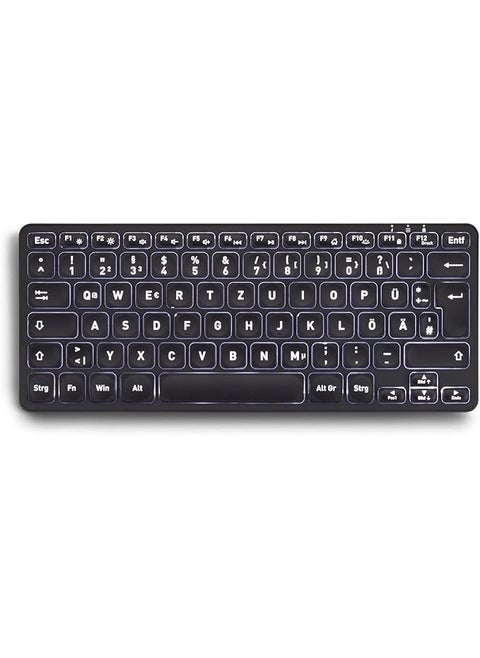 Wireless Mini Keyboard with White Backlight – Scissor Switch Keys – German Layout – Compact & Silent Typing