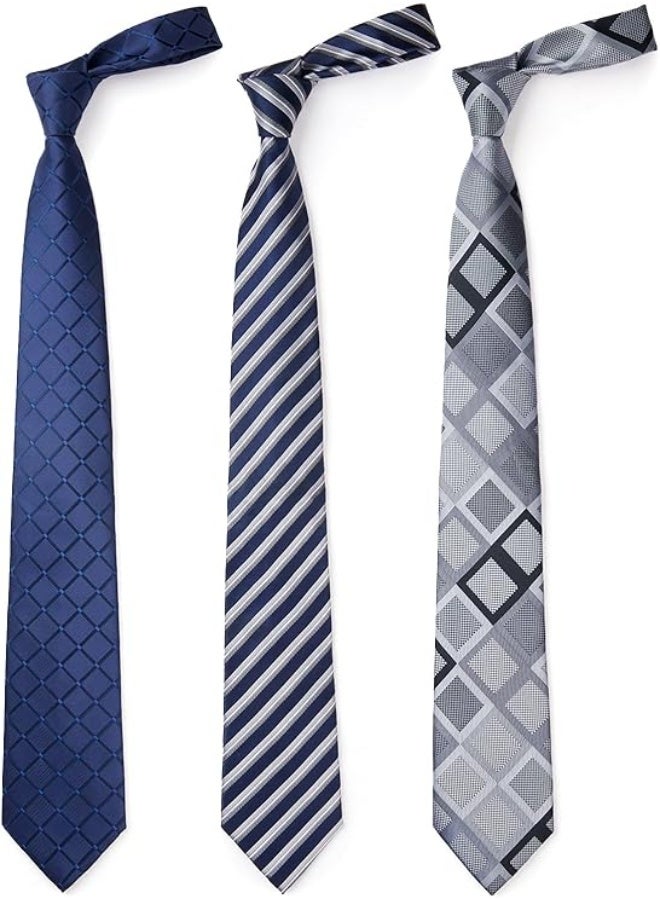 HISDERN lot 3-piece men's silk tie set with necktie & pocket square, classic elegant design, multiple set options, one size - Image 2