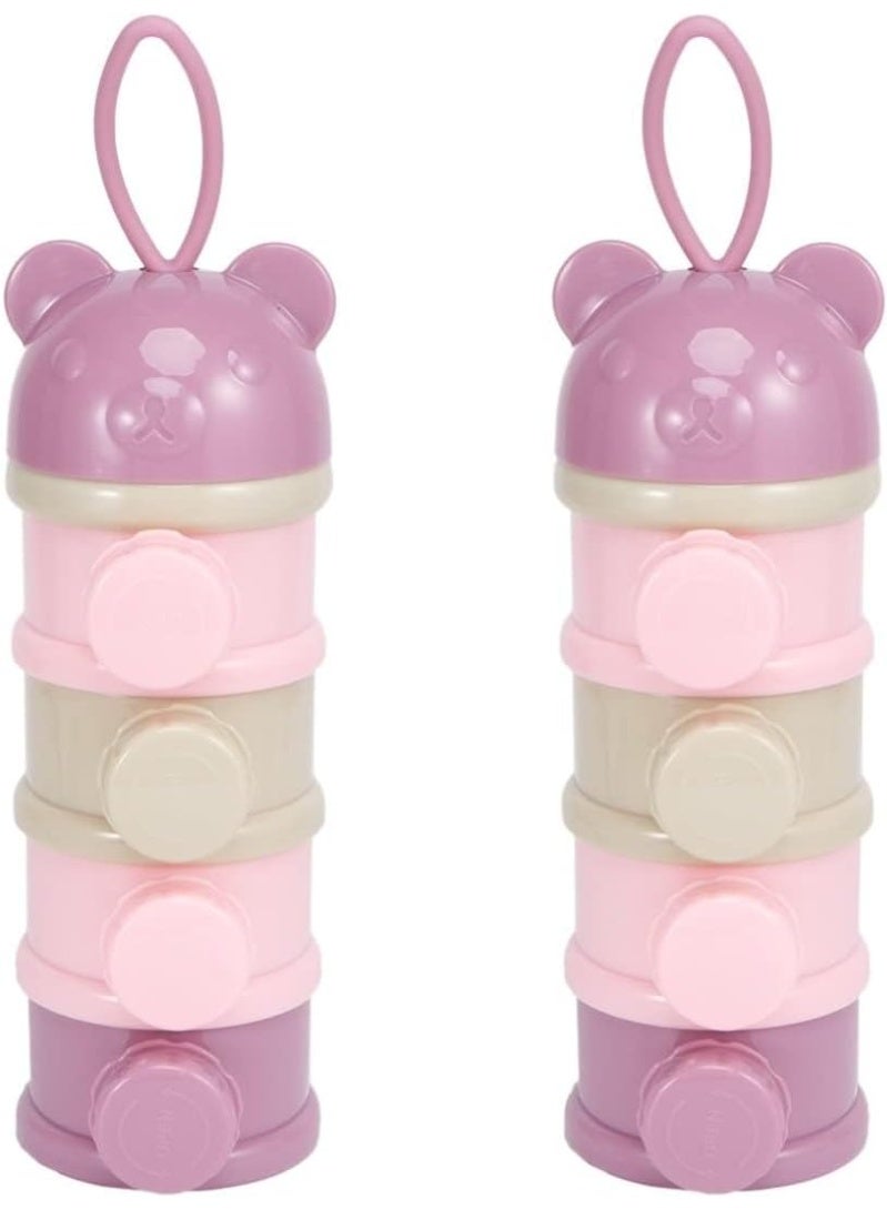 2PCS 4-Layer Baby Formula Dispenser Container – Portable Milk Powder Storage Box for Travel, Stackable Milk Powder Pots & Snack Organizer for Infants and Toddlers - Image 1