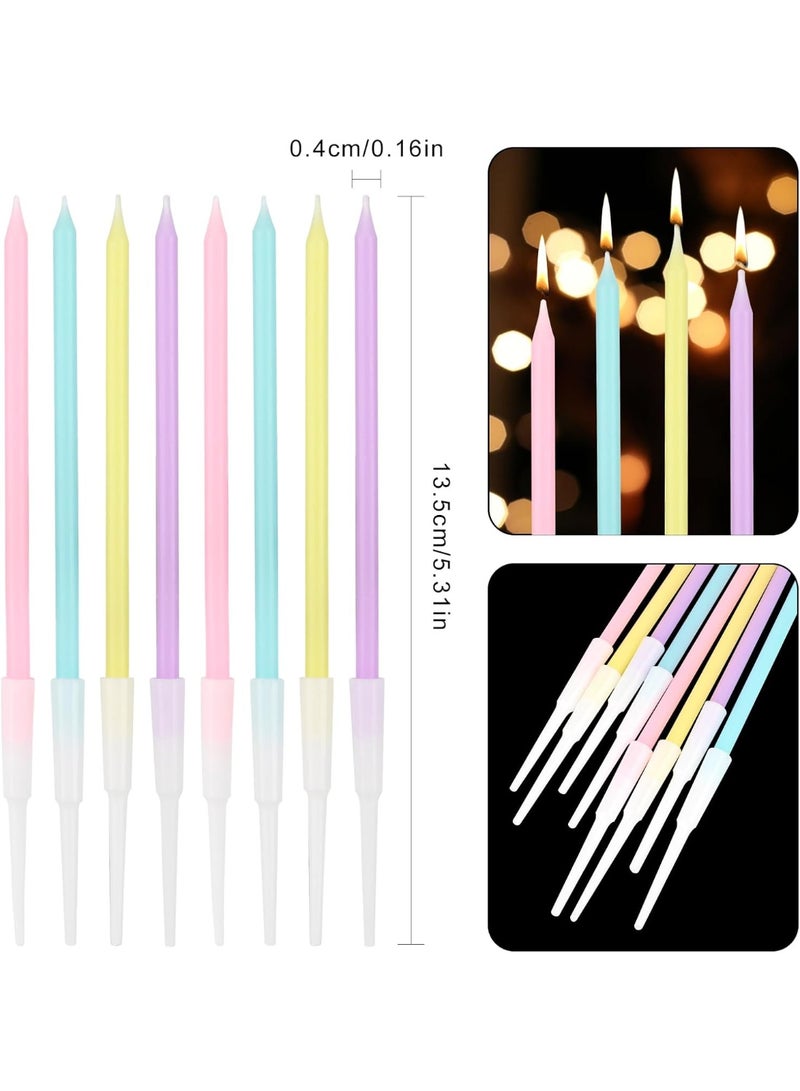 24PCS Long Stem Birthday Candles with Base for Home, Weddings, Birthday Parties and Home Decor, Birthday Gift, 5.4 Inches Tall（Candy Colors） - Image 3